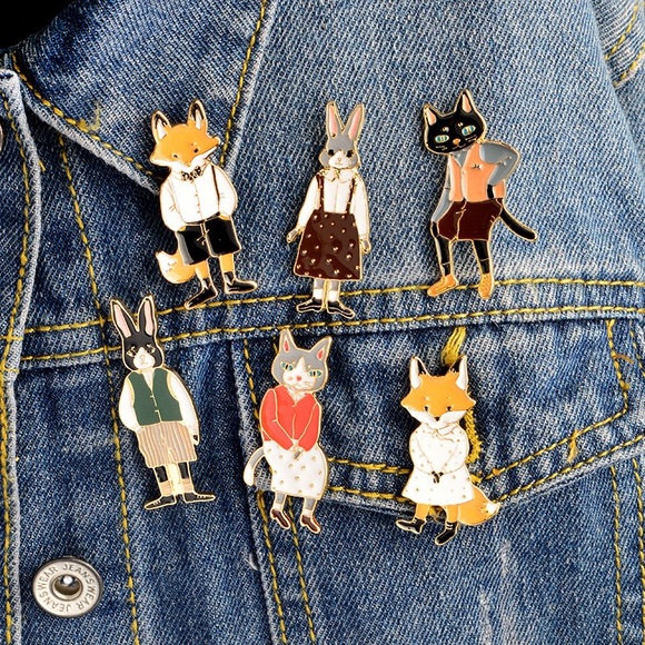 New bunny fox cat animal pin brooch - Picture 8 of 8